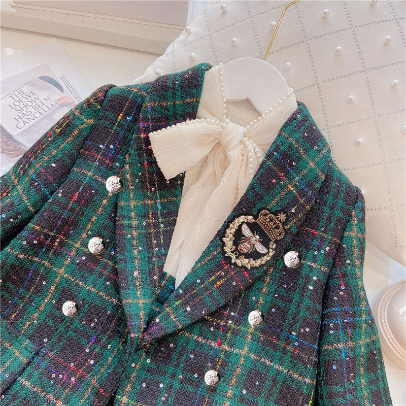 Girls' Classic Style Children's Preppy Style Two-piece Suit