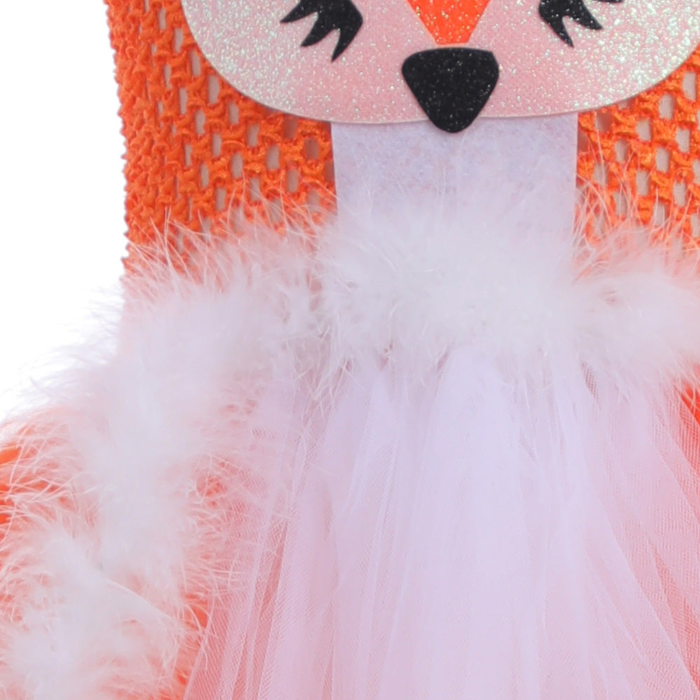 Orange Fox Role Cosplay Clothes Girls Mesh Bubble Skirt