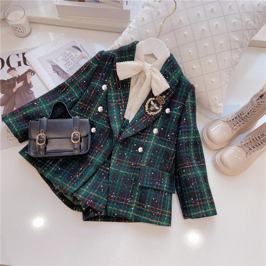 Girls' Classic Style Children's Preppy Style Two-piece Suit