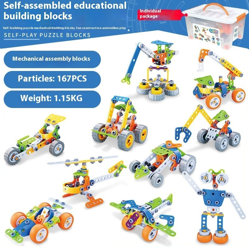 DIY Disassembly Soft Silicone Building Blocks Engineering Vehicle Robot Assembly Model Screw Tool Kit