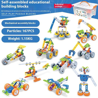 DIY Disassembly Soft Silicone Building Blocks Engineering Vehicle Robot Assembly Model Screw Tool Kit