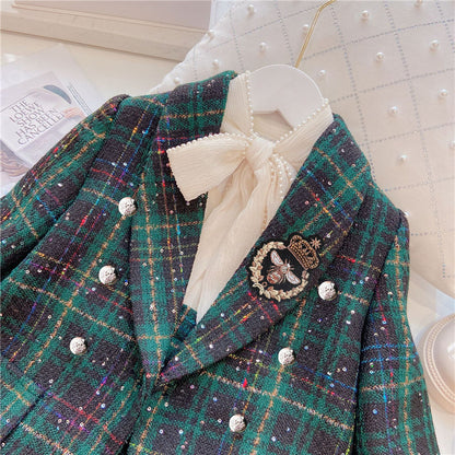 Girls' Classic Style Children's Preppy Style Two-piece Suit