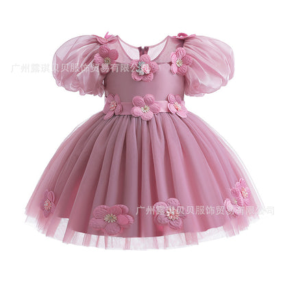 Girls' High-end Flowers Fashionable Dress