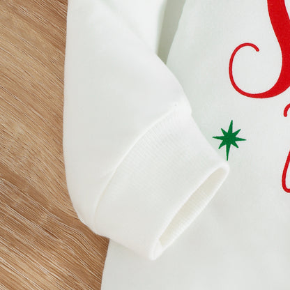 Christmas Autumn And Winter Girl Letter Jumpsuit Velvet Stitching Plush Bell-bottom Pants Children Suit